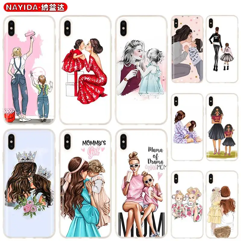 Мягкий чехол из ТПУ для iPhone 13 12 Mini 11 Pro XS Max XR X 8 7 6 Plus SE 2020 S красивой мамы милой