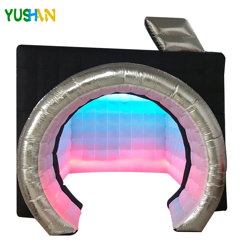 New Style Camera Shape Inflatable Photo Booth Inflatable Tent Wedding Booth Inside with LED lights for Wedding Advertising Party