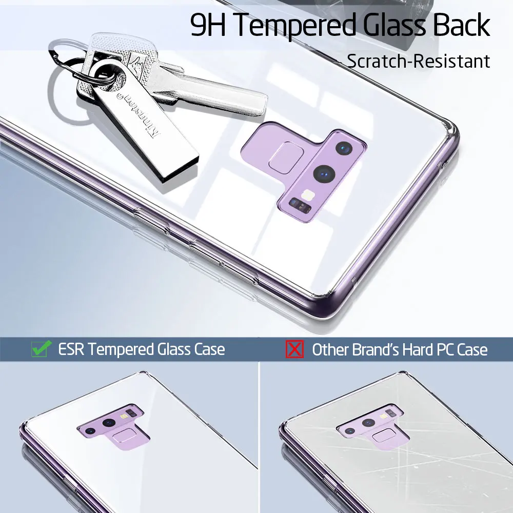 ESR Super Tough Tempered Glass Case for Samsung Galaxy Note 9 Case Cover Phone Bumper For Samsung Note 9 Mobile Phone Accessory