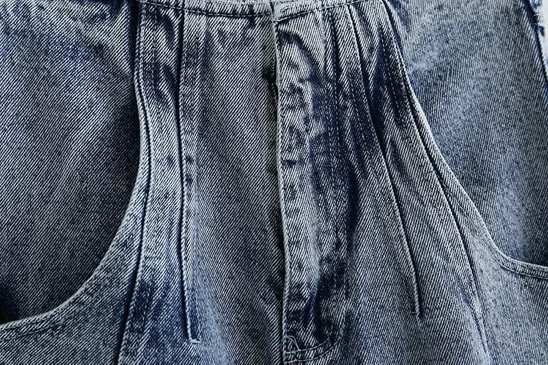 Женские модные синие джинсы с высокой талией Harajuku, плиссированные длинные джинсы для мам, женские повседневные джинсовые брюки с карманами, уличная одежда