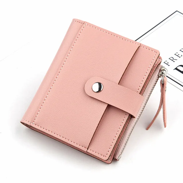 075-2 pink Новая женская короткая Повседневная маленькая сумка для карт на молнии с пряжкой, супер мягкая кожаная маленькая сумочка с карманом, кошелек, сумочка для карт, модная сумочка - Цвет: 075-2 pink