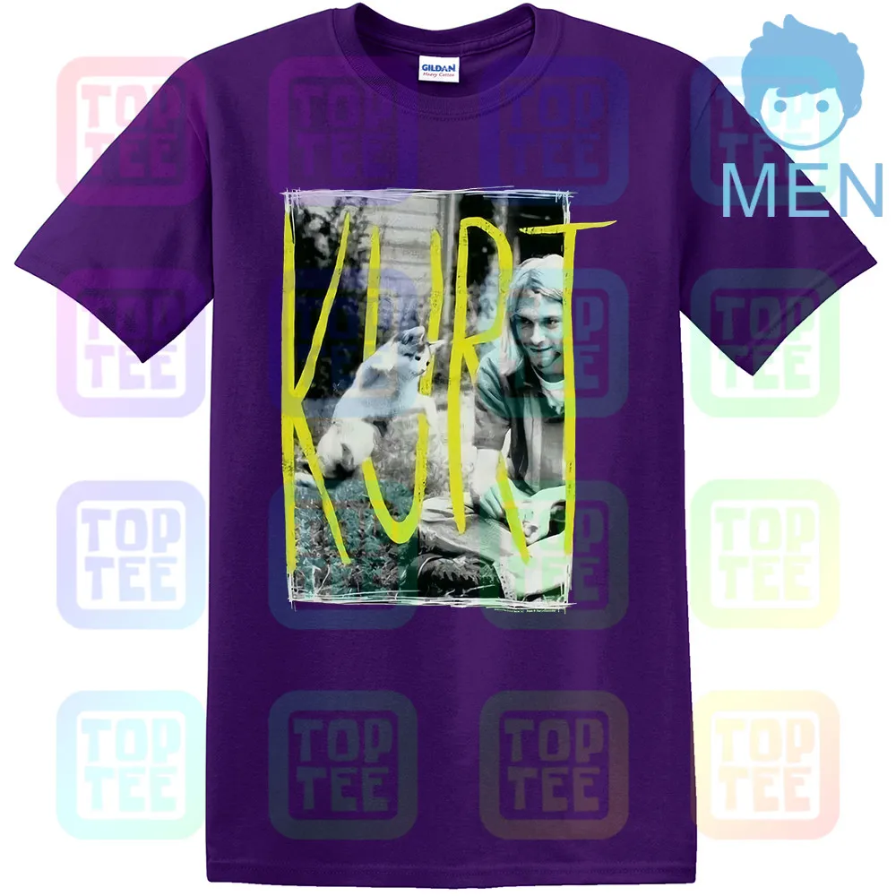 Kurt Cobain& Kitten Cat 90s Icon Nirvana черная футболка Новинка! Панк гранж(3D5 - Цвет: MEN-PURPLE