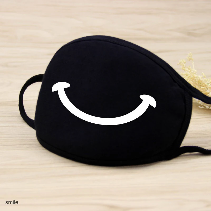 smile Милая хлопковая маска с героями мультфильмов; праздничные вечерние респираторы; теплая хлопковая маска с милым медведем; камуфляжная маска с защитой от пыли; Муфельная респирато - Цвет: smile