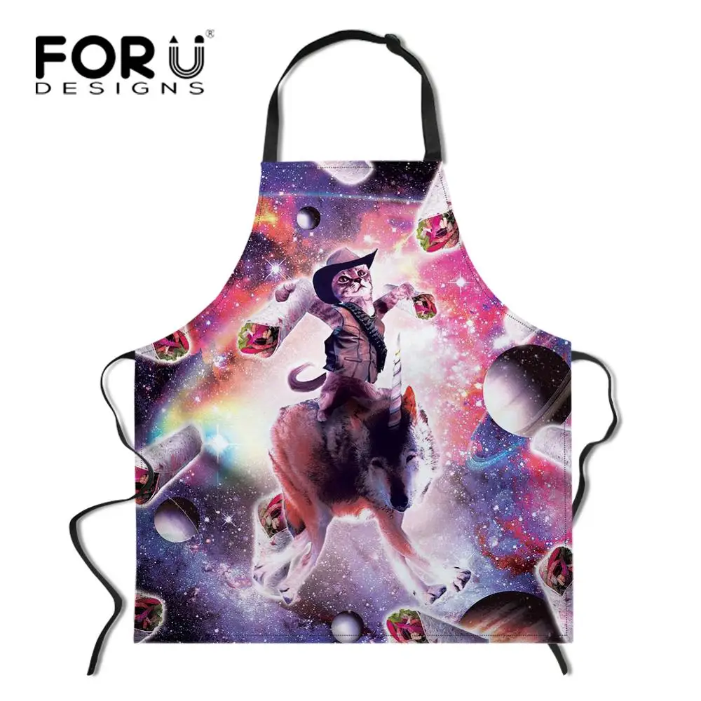 YY0760R FORUDESIGNS/Космический Galaxy Cat кухонный фартук в стиле унисекс Регулируемый поварский фартук без рукавов для приготовления барбекю - Цвет: YY0760R