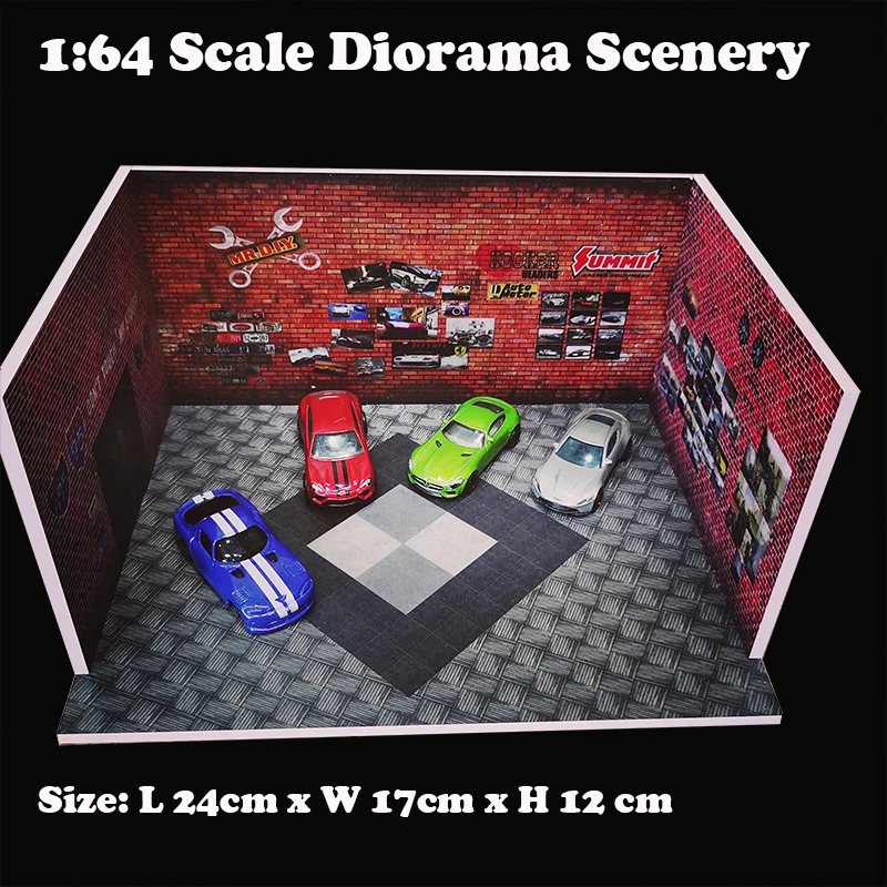 

Diorama 1:64 Model Car Garage Display Alloy Vehicle Parking Lot Station Gifts