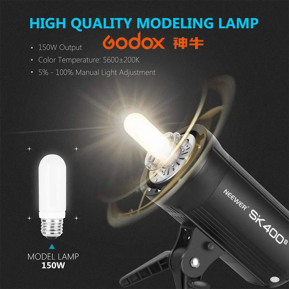 Профессиональная студийная стробоскопическая вспышка Godox SK400II 400Ws GN65 со