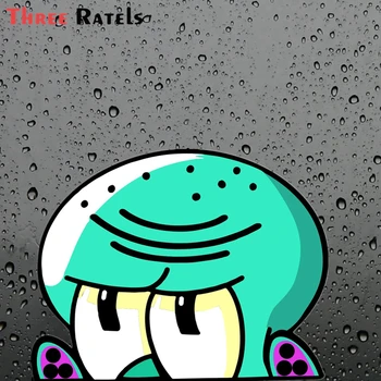 

Three Ratels FC210 3D squidward Funny Lovely Car Stickers Peeking From the Window Car Rear Windshield Bumper Body Styling