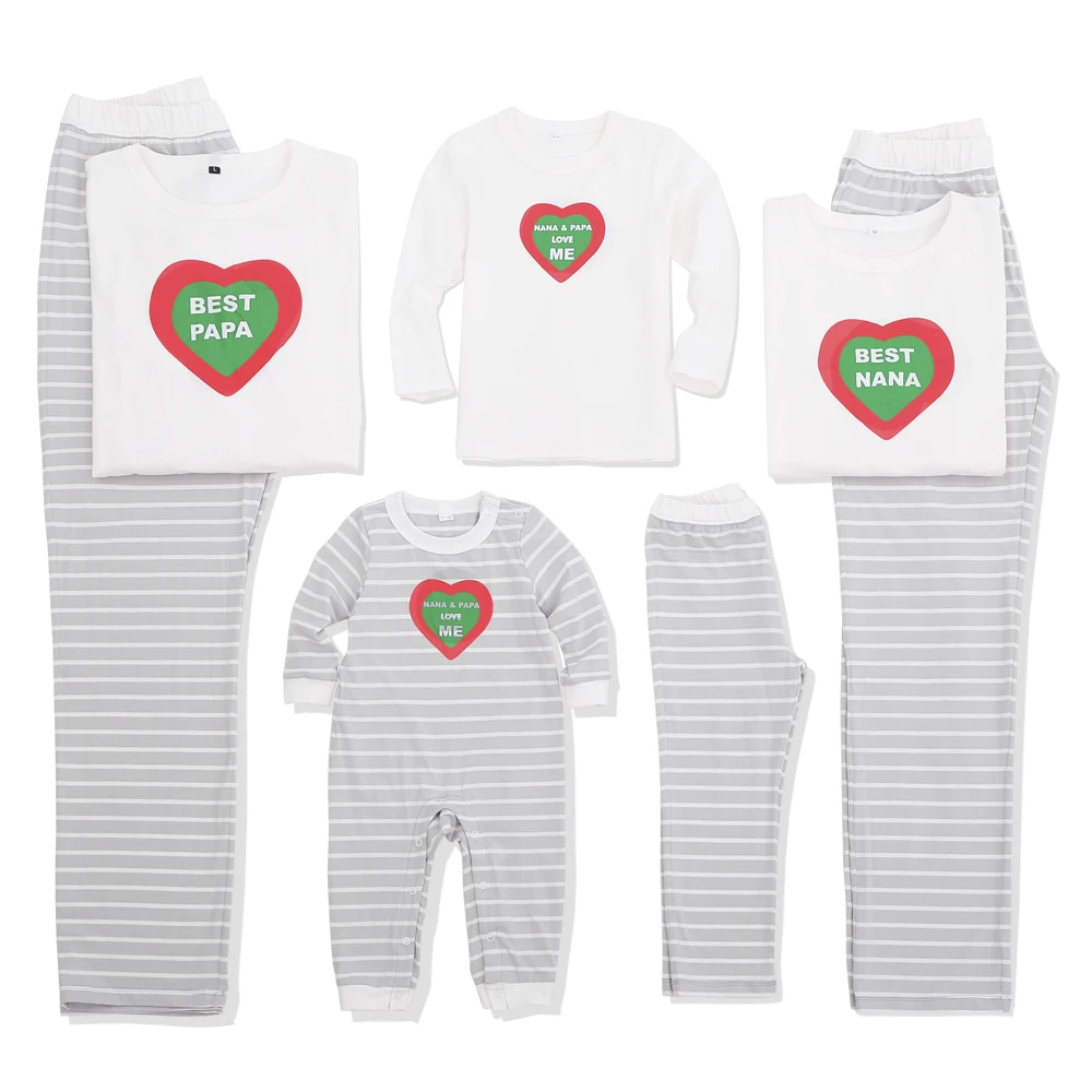 

PatPat Impress White Pajamas Set with Heart On the Top Winter Cotton Casual Family Pajamas Set