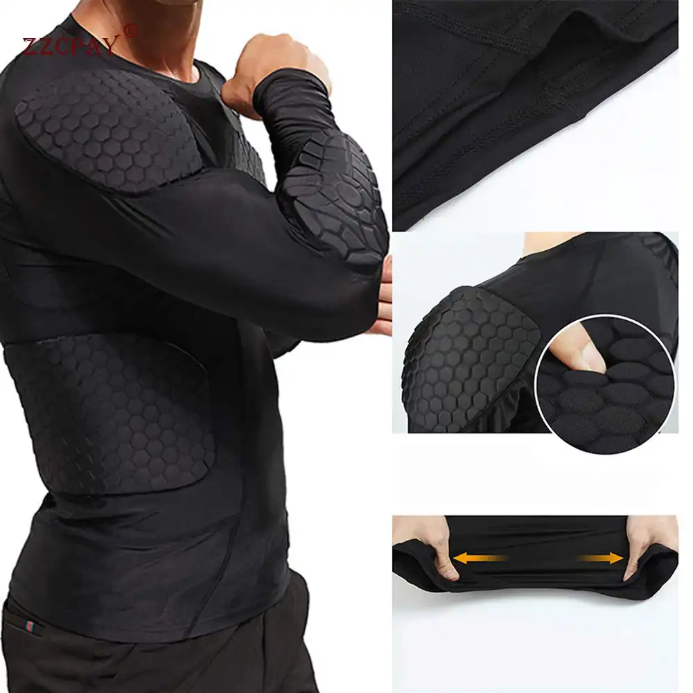 Padded Compression Shirt Rib Chest Protector for Football Basketball