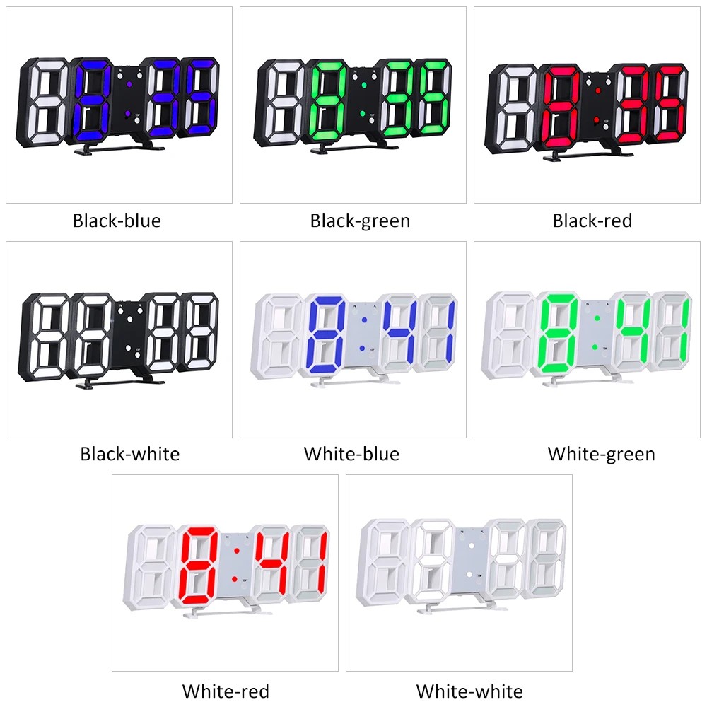 Digital clock 3d Led Digital Alarm Clocks Wall Clock Hanging Watch Usb Wake Up Table Clock Calendar Thermometer Digital Watch For Home Office