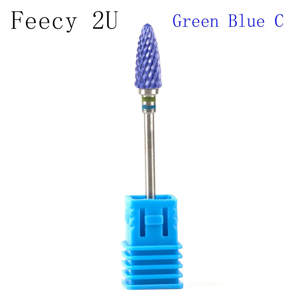 Feecy 2U GreenBlue C Фрезер для маникюра ногтей-дюймовые сверла для сверления, электрическая дрель для маникюра машина керамическая фреза фрезы педикюр бит аксессуары для ногтей - Цвет: Feecy 2U GreenBlue C