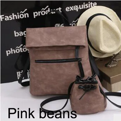 WEIXIER 2 pz/комплект Donne Zaino di Cuoio Delle Donne Zaino Borse da Scuola per Gli aducenti di Marca Famosa Femal Nero LQ-57 - Цвет: pink