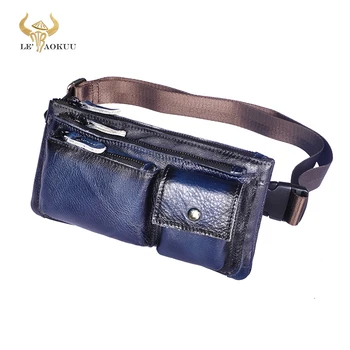 

New Original Leather men Casual Fashion Travel Waist Belt Bag Chest Pack Sling Bag Design Phone Cigarette Case Pouch Male 811-29
