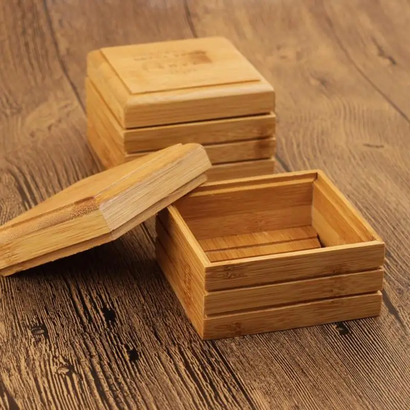 Handmade Wood Bamboo Soap Box Dish Tray Case Bathroom Cleaner Shower Holder Environmental Friendly Soap Storage Box Dropshipping