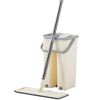 

Lazy Flat Mop With Bucket Touchless Self Wring Mop Rotating Floor Cleaning Tool Magic Spin Hand Free Mop Bucket Microfiber Pad