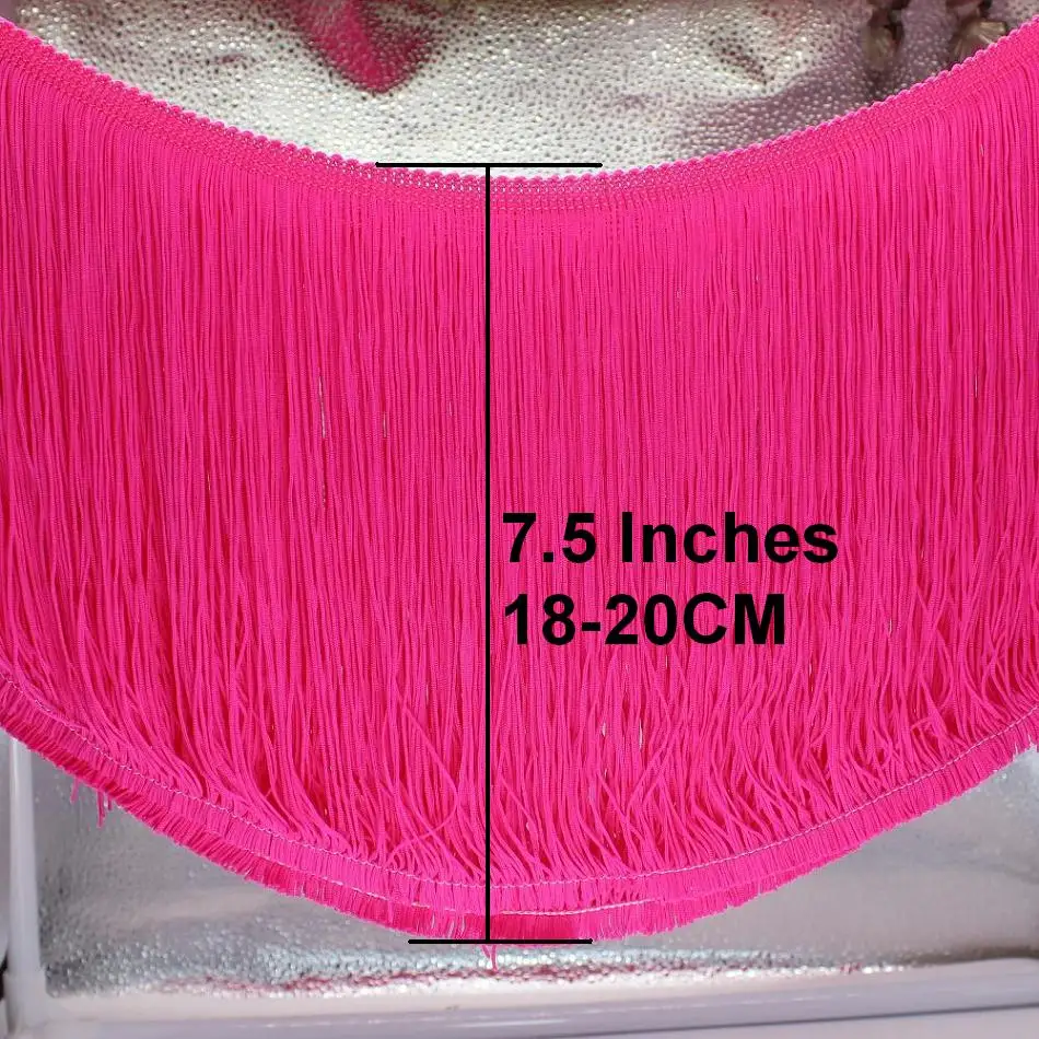 5 Yard frangia nappa pizzo per abito latino morbido Nylon Macrame Samba Dancewear finiture fai da te Neon Fluorence cucito trim 18CM - immagine 2