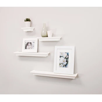 

Floating Wall Mount Molding Ledge Shelves, Set of 4, White