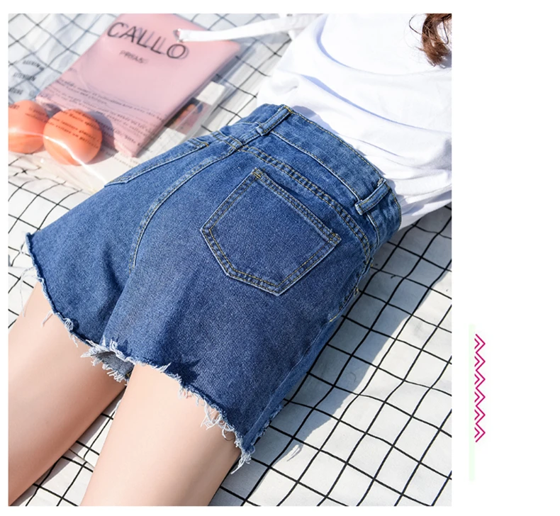 359# черные Рваные джинсовые шорты для фотосессии, женские летние свободные трапециевидные шорты в Корейском стиле с высокой талией для похудения