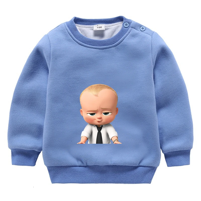 wholesale movie Boss Baby winter Plus velvet Sweatshirt Boys Girls Funny lovely color Kid O-Neck Tops Children Cartoon Baby - Цвет: as picture