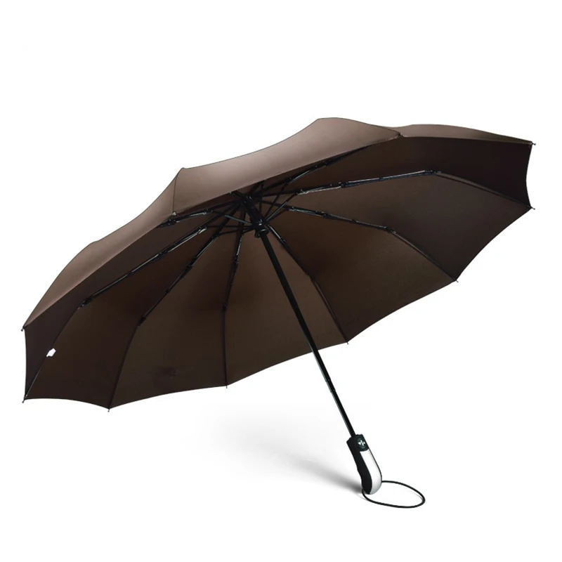 Как дождь складной автоматический зонт дождь Женский Большой ветрозащитный большой сильный зонты для мужчин женский Авто роскошный зонтик UBY10 - Цвет: Coffee