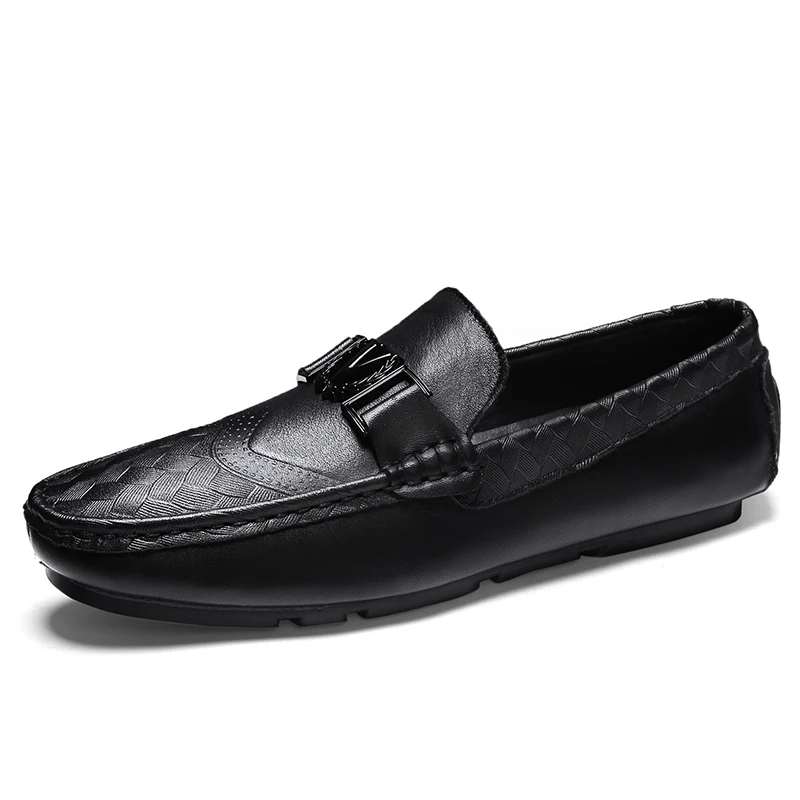 Мужские модельные туфли; большие размеры; коллекция 11,5 года; мужские лоферы; трендовые стильные мужские классические мокасины из натуральной кожи; мужские туфли; деловые итальянские лоферы - Цвет: Black 99952