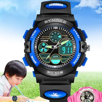 

Waterproof Digital Analog Electronic Movement watch Dual Time Date Alarm Luminous Kid Boy Girl Wrist Watch New for Boys Girls Me
