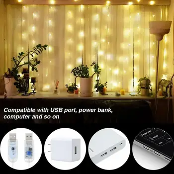 

USB 100/200/300 LEDs Curtain String Lights Flash Fairy Remote Year Decor Outdoor Christmas Garland Home For New Control Wed P1D2