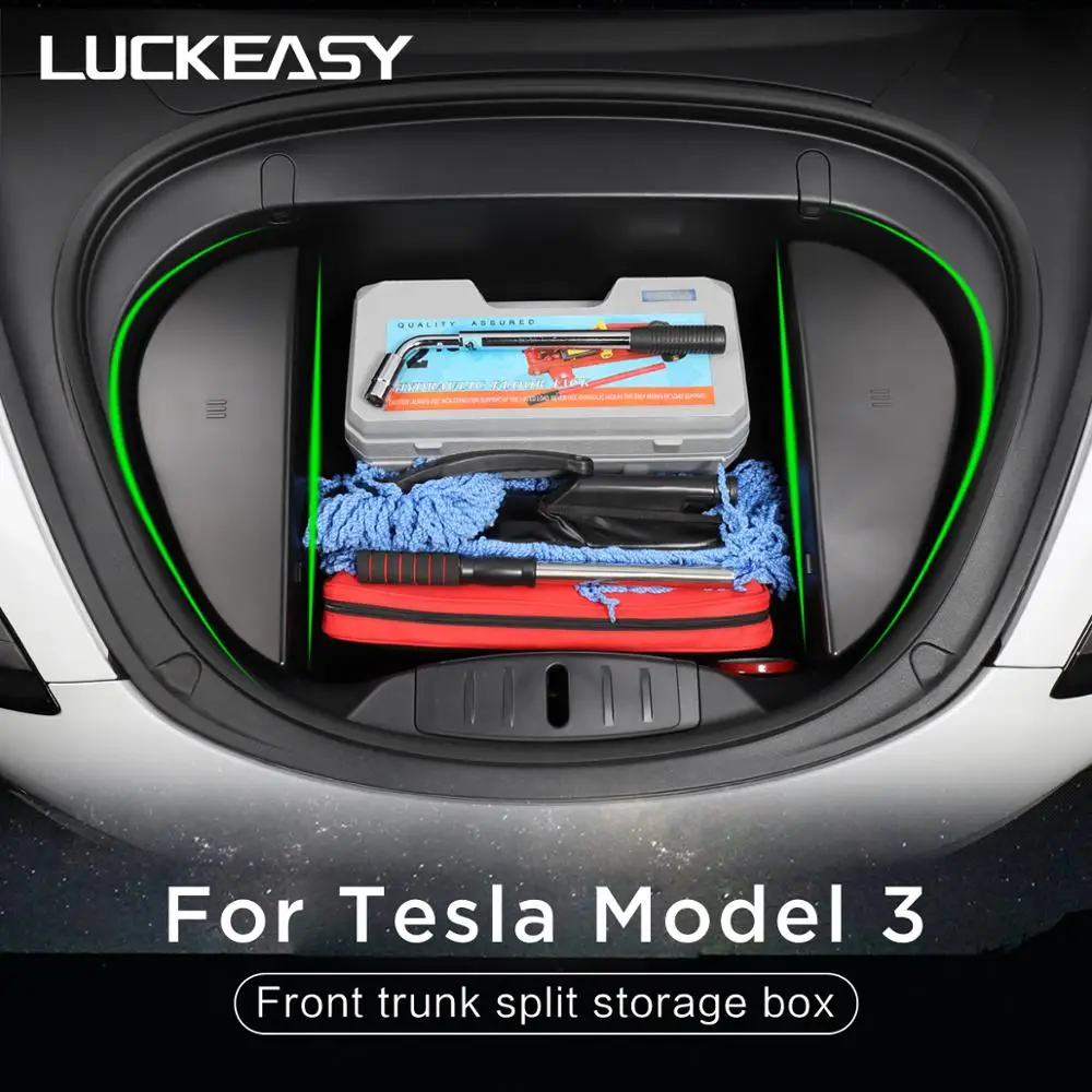 Раздельный ящик для хранения LUCKEASY переднего багажника автомобиля Tesla Model 3 2017 2019