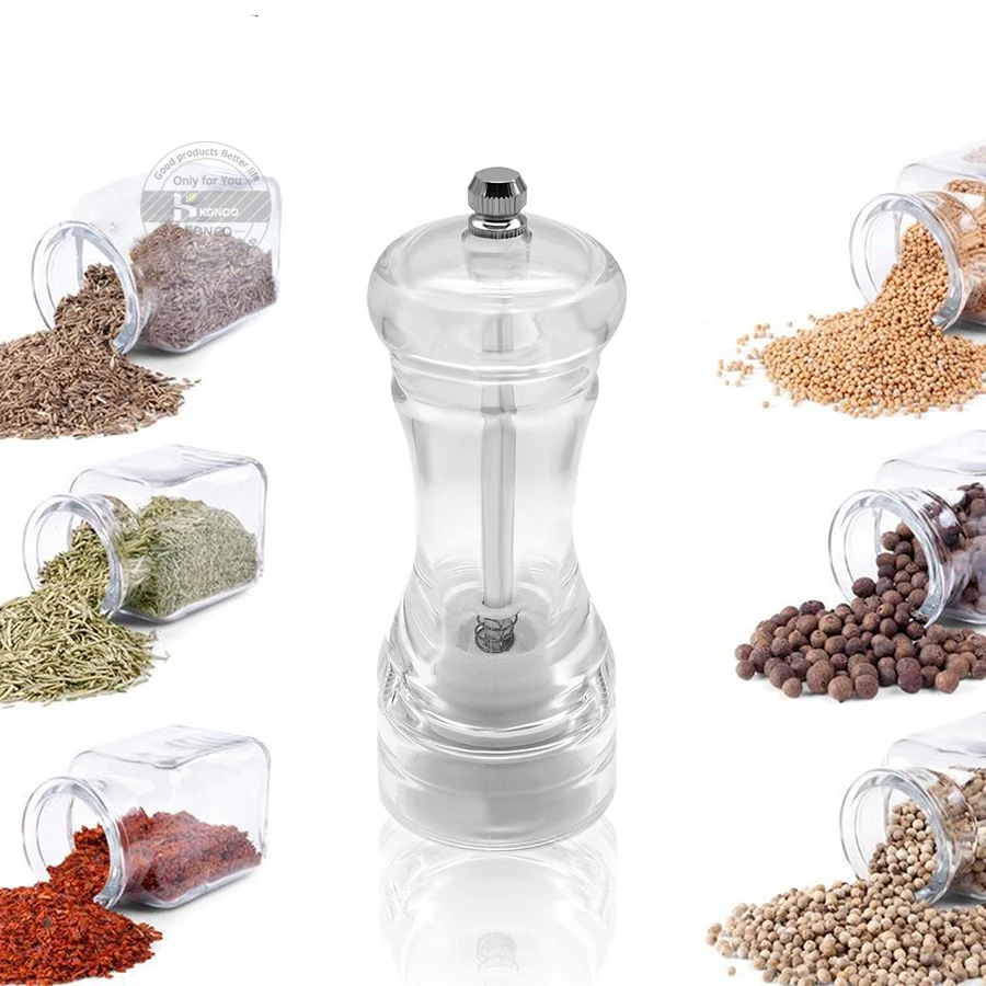 Konco Wood Pepper Grinder,Salt and Pepper Mill with Strong Adjustable  Ceramic Mill Hand Shaker Spice Grinders Kitchen Tool