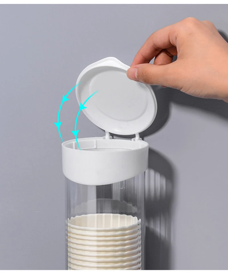 dispenser di bicchieri di plastica antipolvere Dispenser in plastica da 7,5 cm Accessori per erogatore di acqua a 50 tazze Dispenser di tazze usa e getta 