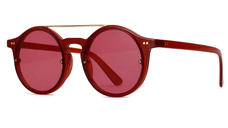 Peekaboo, Ретро стиль, круглые солнцезащитные очки, корейский стиль, коричневая прозрачная оправа,, очки для женщин, Ретро стиль, солнцезащитные очки для мужчин, uv400 - Цвет линз: red