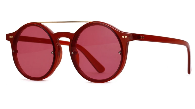red Peekaboo, Ретро стиль, круглые солнцезащитные очки, корейский стиль, коричневая прозрачная оправа,, очки для женщин, Ретро стиль, солнцезащитные очки для мужчин, uv400 - Цвет линз: red