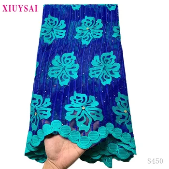 

Latest Royal Blue Embroidered Nigerian Guipure for Wedding High Quality 2020 French Tulle Lace Fabric with Bea S450