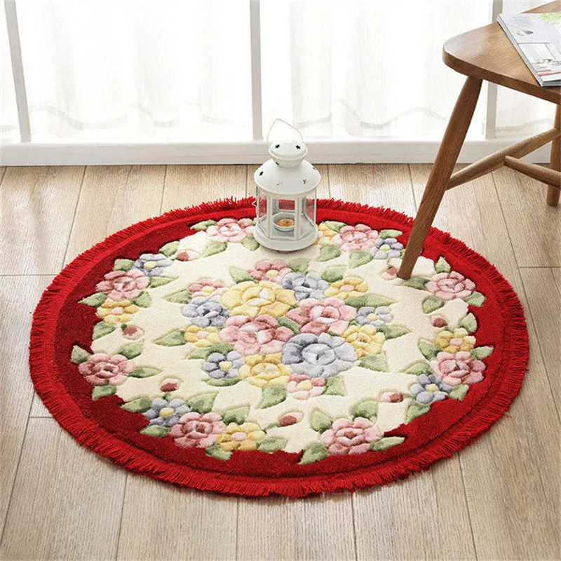 

Romantic Mat Circular Computer Swivel Chair Cushion Floor Mats Study&Living Room Anti-slip Carpet Dia. 80cm Rugs Pad Vloerkleed