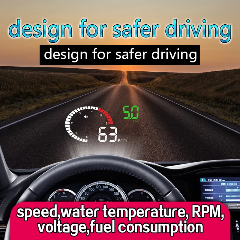Hud OBD2 Car Speed Projector Windshield Projection X6 New Car Styling Electronics Tuning Cars Speed RPM Water Temperature Alarm