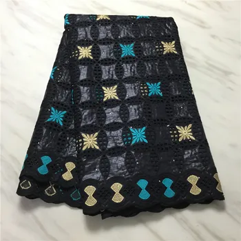 

African bazin riche fabric with brode Latest fashion embroidery bazin lace fabric with net lace 5 yards