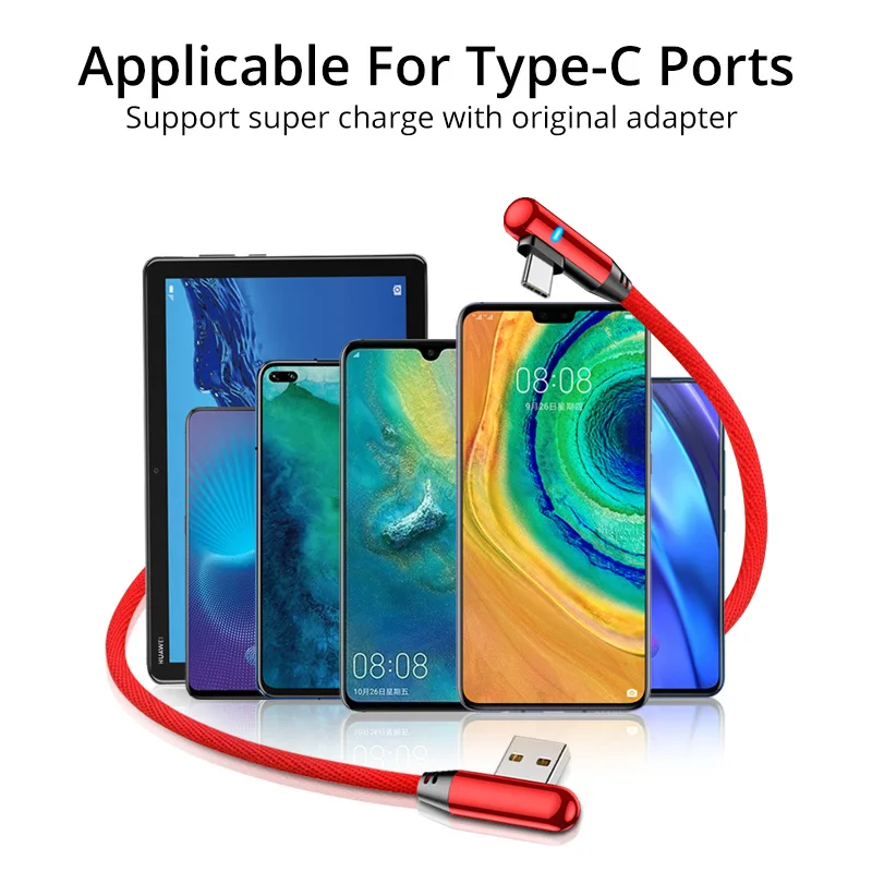 Зарядный usb кабель ANMONE 90 градусов USB Type C 2 4 А зарядный Micro L для игр Huawei Samsung|Кабели