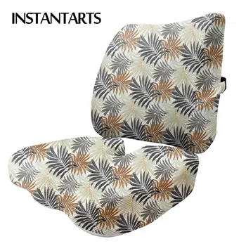 

INSTANTARTS Tropical Flower Palm Leaves Pattern Washable Car Seat Booster Cushions Non-slip Seat Cushion for Leaning Breathable