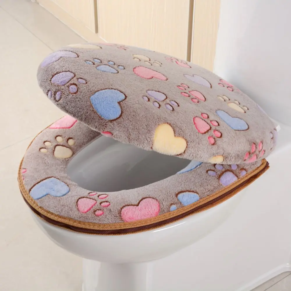 coffee Набор чехлов для унитаза Kawaii Cat, подушка с молнией, водонепроницаемый нагреватель, коврик для унитаза, Товары для ванной, украшение дома - Цвет: coffee