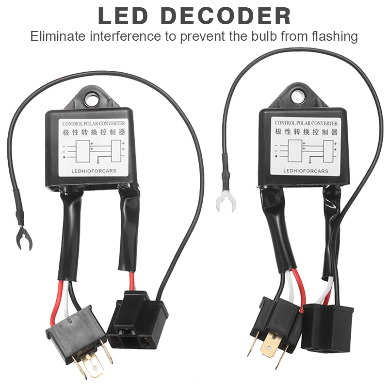

2Pcs LED Negative Converter Polar Inverter Negative Switch Harness Adaptor Reversed Polarity for H4 Accessoires