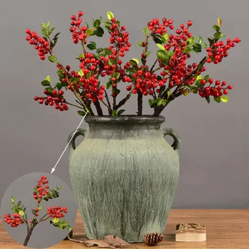 

American-Style 3 Fork Artificial Plants Berries Branches Living Room Dining Room Decoration Model Room Decoration Bonus Berries