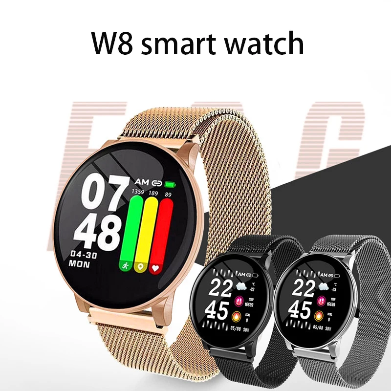 W8 Sport Smart Watch Bracelet Round Bluetooth IP67 Waterproof Smartwatch Women's Men's Fitness Tracker Watches For Android IOS