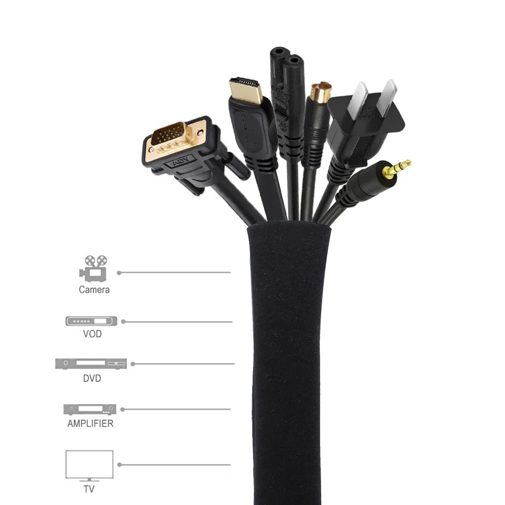 

Cable Concealer Management Sleeve Wire Organizer for TV Computer Fridge Neoprene Cord Cover Cable Hider Protector Zipper Design
