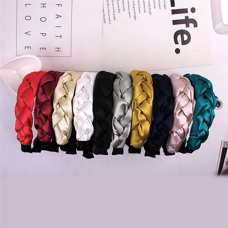 MINHIN Женская твист толстая лента для волос однотонные аксессуары для волос модная широкая головная повязка Очаровательная Повязка на голову