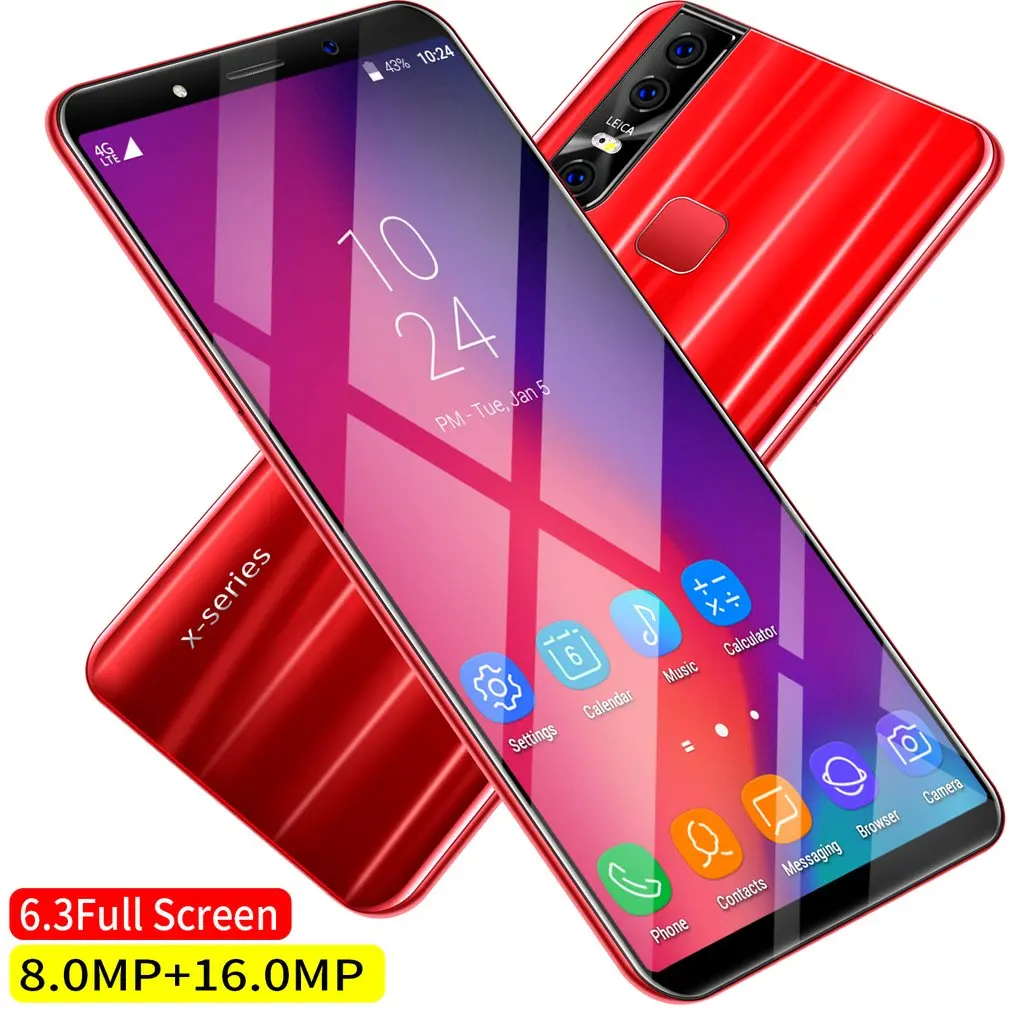 Мобильный телефон X27, мобильный телефон 6,3 дюймов, три кадра, смартфон, Fingerprintmobile 3g 1 с 16G, телефон, поднимает удивительную камеру