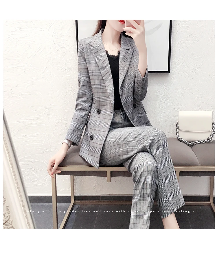 Mode Dames комплект в клетку Nieuwe Herfst Koreaanse Тонкий темперамент Britse Stijl Kleine Pak Lente Tweedelige Tij