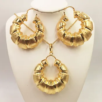 

HOT Fashion wedding Dubai Africa Nigeria African Jewelry set gold-color necklace Earrings romantic woman Bridal Jewelry Sets