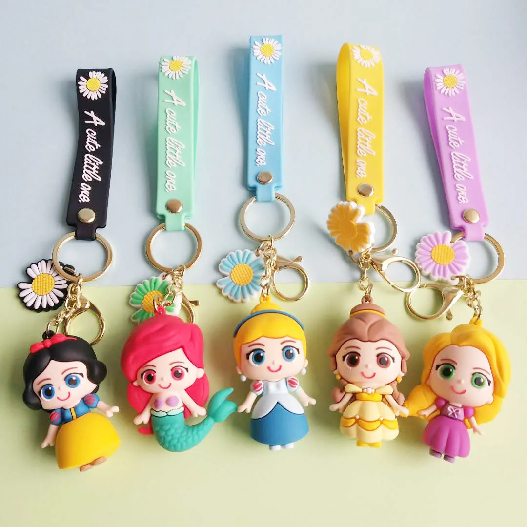 Anime Disney Cartoon Princess Key Chain Lady Ins Web Celebrity Gift Keychain Cute Mermaid Doll Pendant Keyring