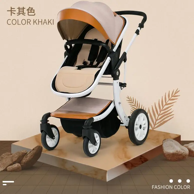 khaki Teknum 3in1Baby тележка двунаправленная откидывающаяся Высокая Ландшафтная Складная зонтичная тележка портативная детская тележка - Цвет: khaki