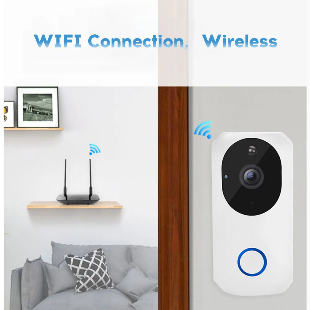 Многофункциональный 1080P высокой четкости Интеллектуальный wifi Визуальный дверной звонок с внутренним приемником Дин-Донг помощник домашней безопасности